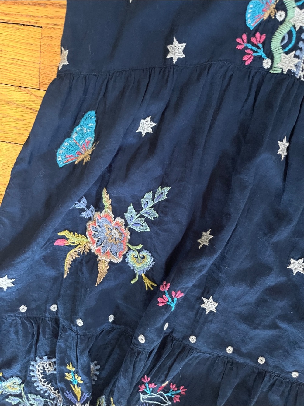 Johnny Was Embroidered Navy Blue Dress - Boho Floral large - Picture 5 of 7